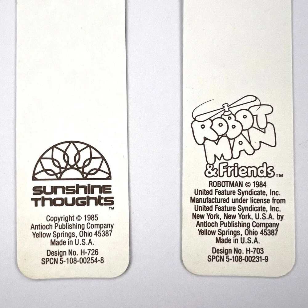 Vintage 80s Bookmarks Lot‎ Sunshine Thoughts Robotman Frog Puppy Antioch Tassels